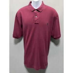Polo Ralph Lauren Shirt Mens XL Maroon Short Sleeve Two Button Casual Preppy